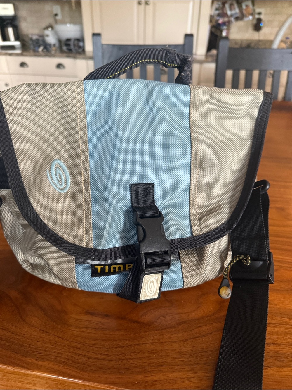 Timbuk2 Light Blue and Grey Messenger Bag with Black Trim